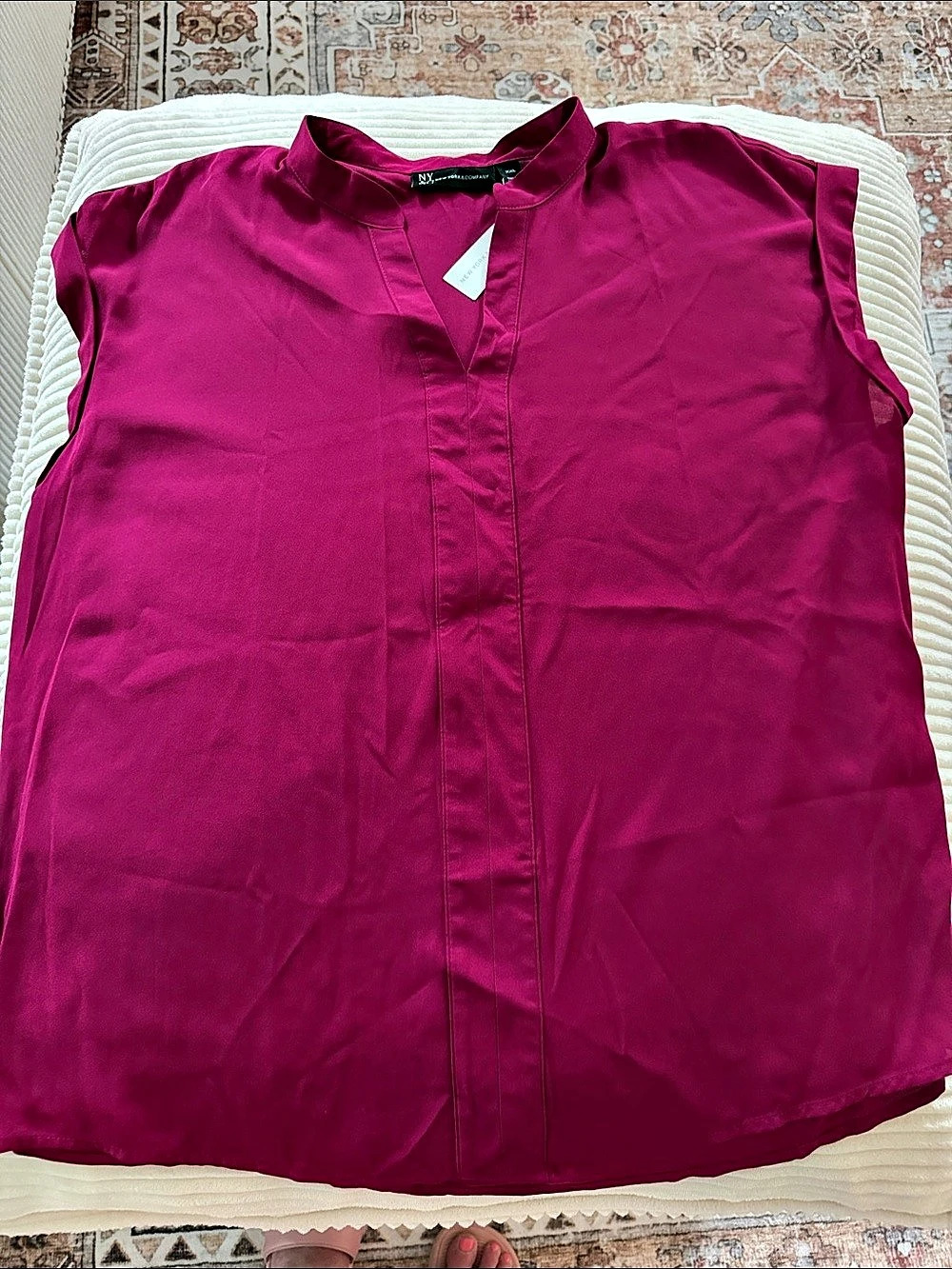 NY&C Sleeveless Stand Collar Blouse in Pink Size XXLarge NWT